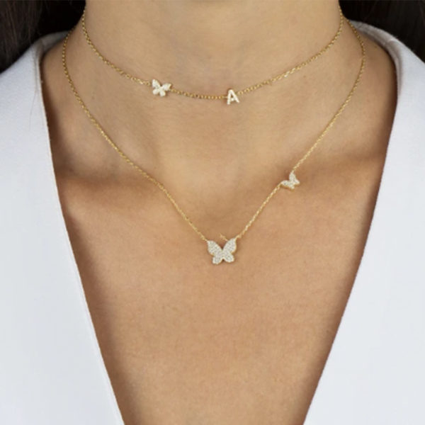 Double Butterfly Pendent Necklace - Image 3