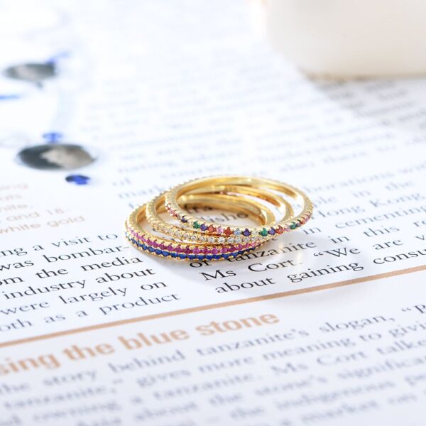 Micro Zircon Colourful Rainbow Ring - Image 2