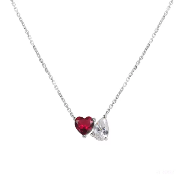 Heart and Drop Zirconia Necklace - Image 2