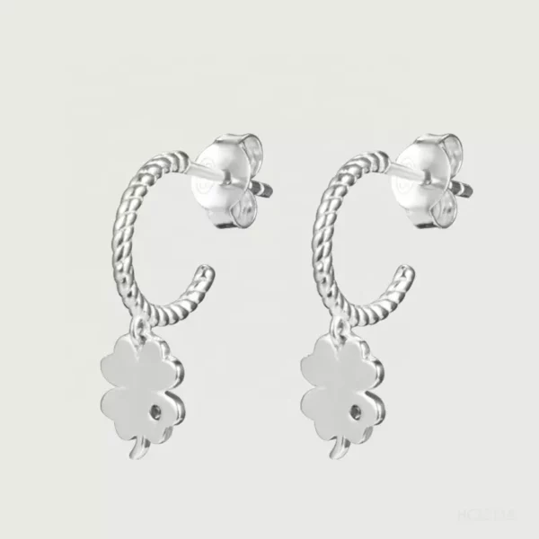Four Leaf Clover C Hoop Earrings - Image 4