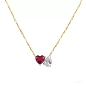 Heart and Drop Zirconia Necklace
