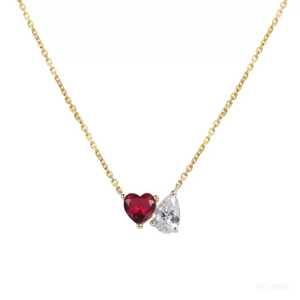 Heart and Drop Zirconia Necklace