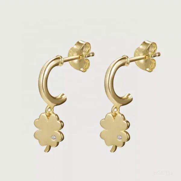 Four Leaf Clover C Hoop Earrings - Image 2