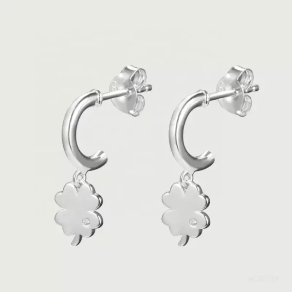 Four Leaf Clover C Hoop Earrings - Image 3