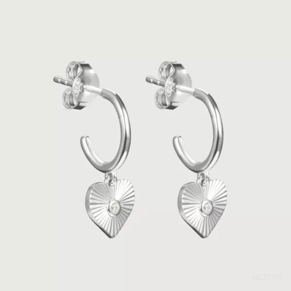 Heart Drop Hoop Earring - Image 2