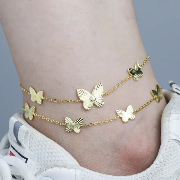 Gold Butterfly Anklets - Image 2
