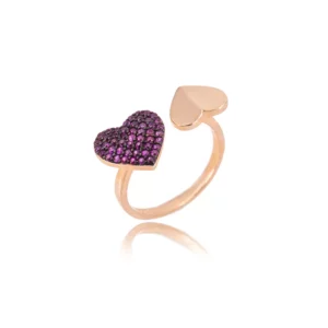 Double Hearts Open Rings